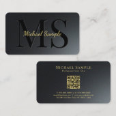 QR Code Gold Tekst Afgeronde hoek Luxe Visitekaartje (Voorkant / Achterkant)