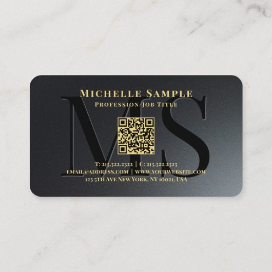 QR Code Gold Tekstnaam Afgeronde hoek Luxe Visitekaartje (Achterkant)
