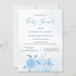 QR-code Gold Turtles Jongen Baby shower Kaart