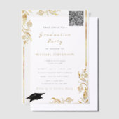 QR Code Gold Vellum Afstuderen Invitation Sjabloon (Offset)