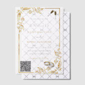 QR Code Gold Vellum Huwelijksuitnodiging Sjabloon (Offset (Uitnodiging))