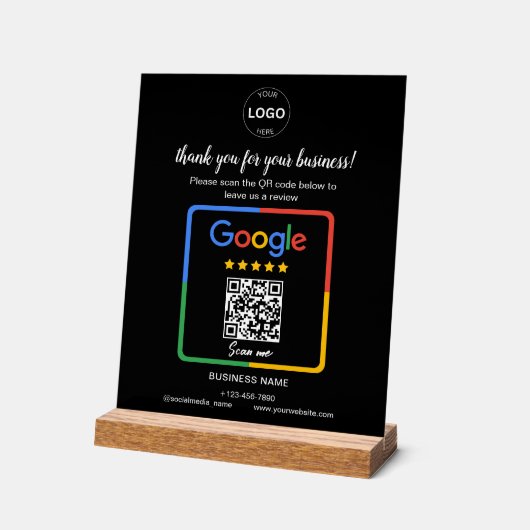Qr Code Google Commentaires Logo d'entreprise (Angle)