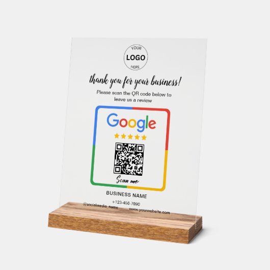 Qr Code Google Commentaires Logo d'entreprise (Angle)