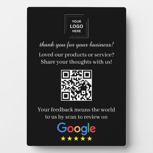 QR Code Google Review Easel Display Stijl Fotoplaat (voorkant)