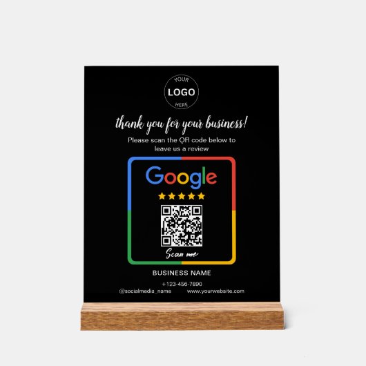 QR Code Google Reviewen Business Logo Acryl Bord (Voorkant)