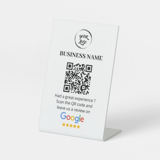 QR Code Google Reviewen Business Review Reclamebord Met Voetstuk (Voorkant)