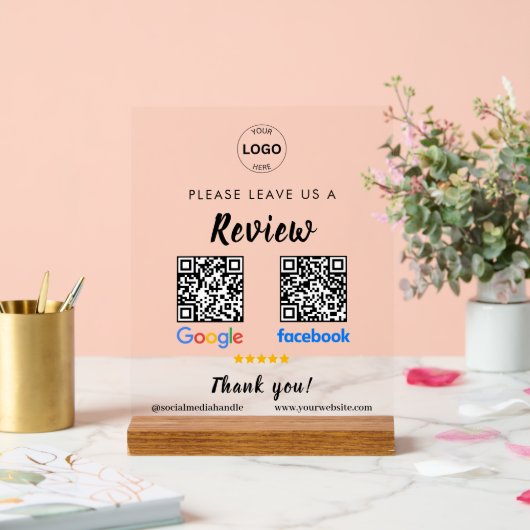 QR Code Google Reviewen Facebook Business Review P Acryl Bord (Huwelijk)