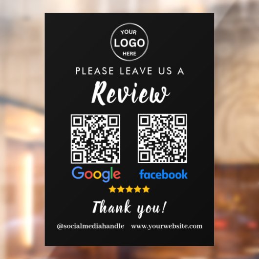 QR Code Google Reviewen Facebook Business Review P Raamsticker (Vel 2)
