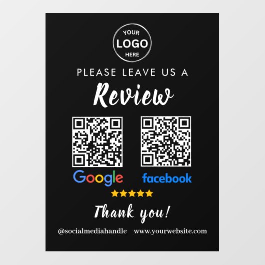 QR Code Google Reviewen Facebook Business Review P Raamsticker (Vel)