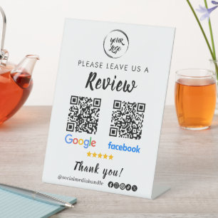 QR Code Google Reviewen Facebook Business Review Reclamebord Met Voetstuk