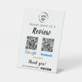 QR Code Google Reviewen Facebook Business Review Reclamebord Met Voetstuk (Voorkant)