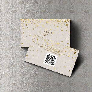 QR Code Goud Confetti Lederen Bruiloft Website Visitekaartje