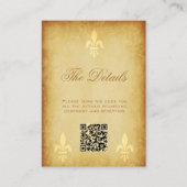 QR CODE  goud Franse vloour de lis details Informatiekaartje (Voorkant)