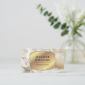 QR Code Goud Lijst Elegant Wit Marmer Modern Visitekaartje (Staand voorkant)