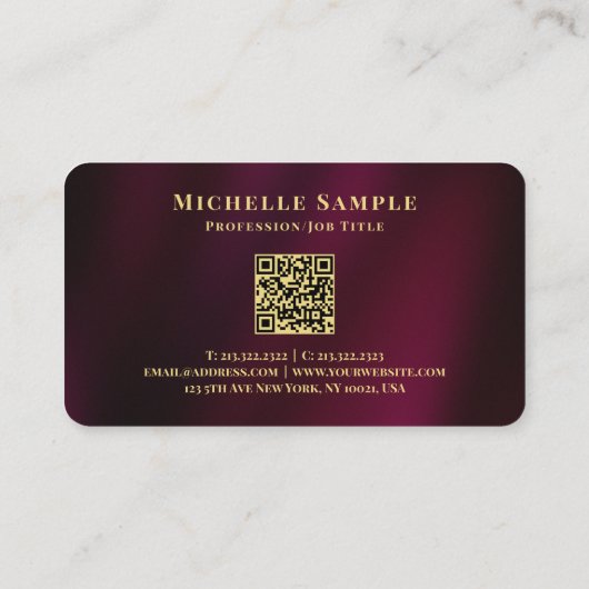 QR Code Goud Tekstnaam Luxe Afgeronde Hoek Visitekaartje (Achterkant)
