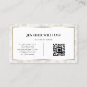 QR Code Goud Wit Marmer Elegant & Modern Visitekaartje (Achterkant)