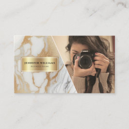 QR Code Goud Wit Marmeren Fotograaf Modern Visitekaartje
