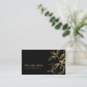 QR code goud zwart Elegant  botanisch Visitekaartje (Staand voorkant)