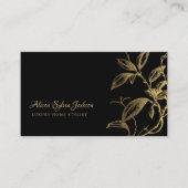 QR code goud zwart Elegant  botanisch Visitekaartje (Voorkant)