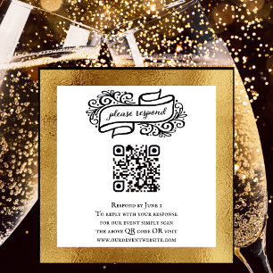 QR Code Goud Zwart Wit Feest RSVP Informatiekaartje