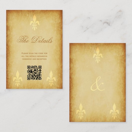 QR CODE  goudbruinkeizersnede de lis bruiloft Informatiekaartje (Voorkant / Achterkant)