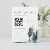 QR Code Green Blue Pine Forest Vods Weddenschap RS Informatiekaartje (Staand voorkant)