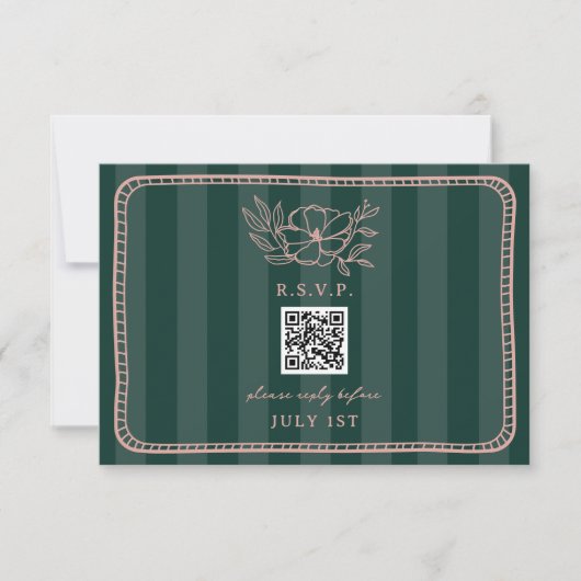 QR Code Green Strike Floral Mariage QR RSVP (Devant)