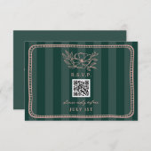 QR Code Green Strike Floral Mariage QR RSVP (Devant / Derrière)