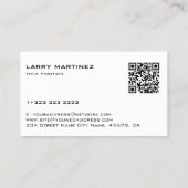 QR Code gris métallique et Carte de visite blanc (Dos)