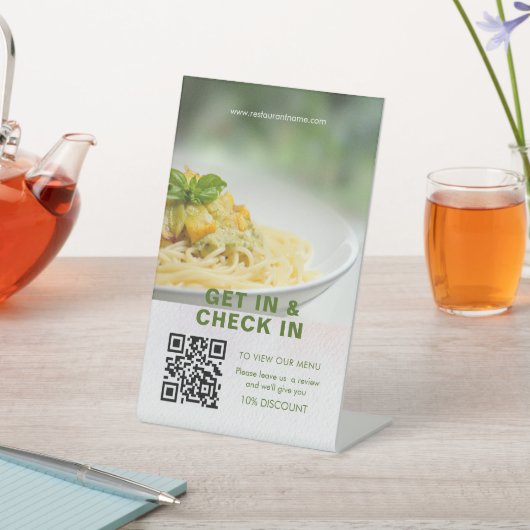 QR Code Groen Digitaal Menu URL voetstuk toevoegen Reclamebord Met Voetstuk (Insitu)