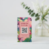 QR Code Groovy Deco Schilderij Bruiloft RSVP Informatiekaartje (Staand voorkant)