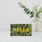 QR Code Groovy Goud Bruin Leger Groen Squiggles Visitekaartje (Staand voorkant)