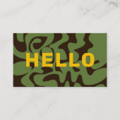 QR Code Groovy Goud Bruin Leger Groen Squiggles Visitekaartje (Voorkant)