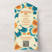 QR Code Groovy Kleurrijke Unieke Retro Bruiloft All In One Uitnodiging (Binnen)