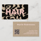 QR Code Groovy Zwart Licht Roze Haar Kraft Visitekaartje (Voorkant / Achterkant)