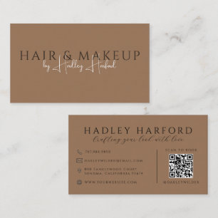 QR Code Haar En Make-up Donker Terracotta Visitekaartje