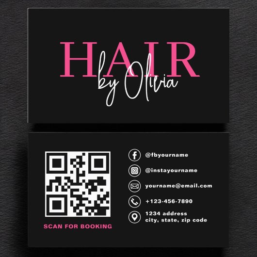 QR Code Hair Stylist Moderne Typografie Visitekaartje
