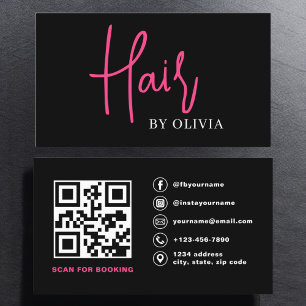 QR Code Hair Stylist Moderne Typografie Visitekaartje