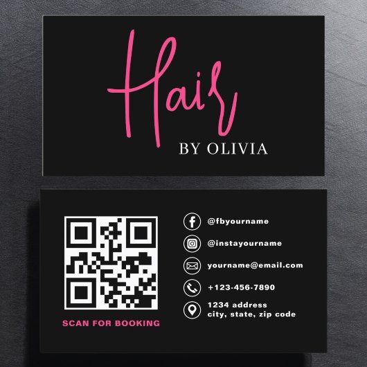 QR Code Hair Stylist Moderne Typografie Visitekaartje