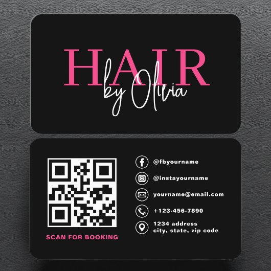 QR Code Hair Stylist Moderne Typografie Visitekaartje