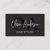 QR Code Hair Stylist Monogram Moderne Typografie Visitekaartje (Voorkant)