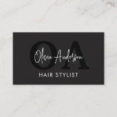 QR Code Hair Stylist Monogram Moderne Typografie Visitekaartje (Voorkant)