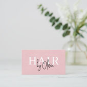 QR Code Hair Stylist Pink Suede Typography Visitekaartje (Staand voorkant)