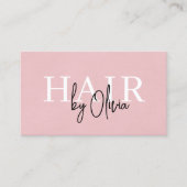 QR Code Hair Stylist Pink Suede Typography Visitekaartje (Voorkant)