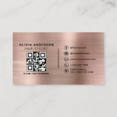 QR Code Hair Stylist Rose Gold Faux Metallic Visitekaartje (Achterkant)