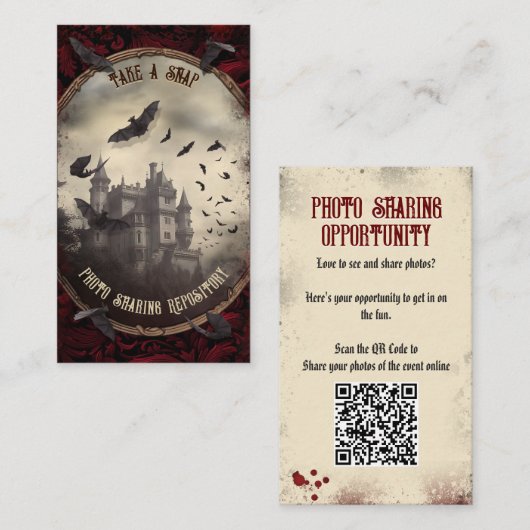 QR Code Halloween Foto's Website Dracula's Castle Informatiekaartje (Voorkant / Achterkant)