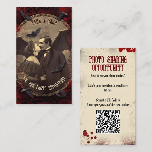 QR Code Halloween Foto's Website Romantisch Dracul Informatiekaartje (Voorkant / Achterkant)