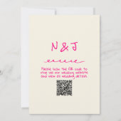 QR Code Hand Drawn Vivid Pink Retro Funky Wedding Kaart (Achterkant)