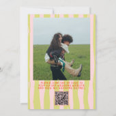 QR Code Hand Geschreven Pinstripes Fotobruiloft Kaart (Achterkant)