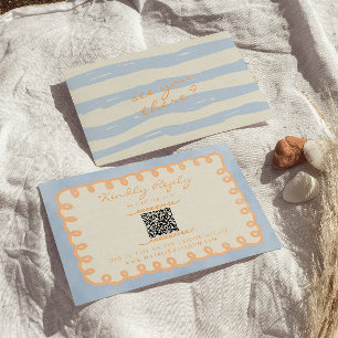 QR Code Hand Geschreven Tekening Geschilderd Leuke RSVP Kaartje